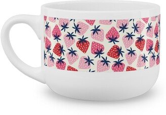 Mugs: Strawberries - Pink And Red Latte Mug, White, 25Oz, Pink