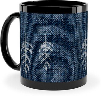 Mugs: Arctic Night Forest - Navy Ceramic Mug, Black, 11Oz, Blue