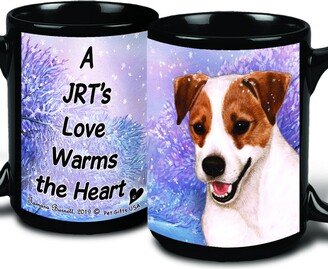 Jack Russell Brown & White Winter Scene 15Oz Black Coffee Mug