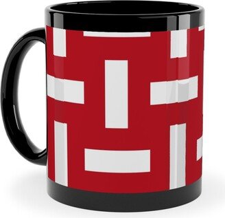 Mugs: Geometrically Assembled Flag - Red Ceramic Mug, Black, 11Oz, Red