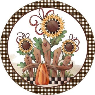 Fall Sunflower Sign - Autumn Wreath Metal