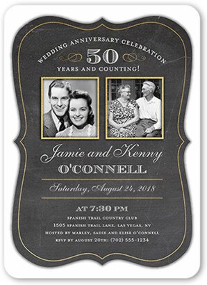 Wedding Anniversary Invitations: Countless Memories Wedding Anniversary Invitation, Black, Pearl Shimmer Cardstock, Rounded