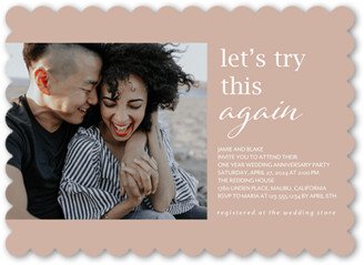 Wedding Anniversary Invitations: Try Again Wedding Anniversary Invitation, Brown, 5X7, Matte, Signature Smooth Cardstock, Scallop