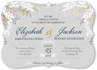 Wedding Invitations: Affectionate Floral Wedding Invitation, Grey, Matte, Signature Smooth Cardstock, Bracket
