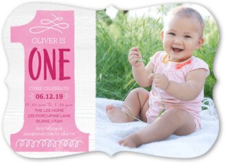 Baby Girl's 1St Birthday Invitations: Onederful Girl Birthday Invitation, Pink, 5X7, Matte, Signature Smooth Cardstock, Bracket