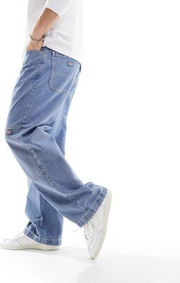 Double Knee stitched jeans in light blue