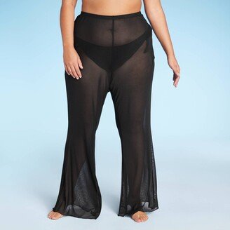 Women's Mesh Cover Up High Waist Flare Pants