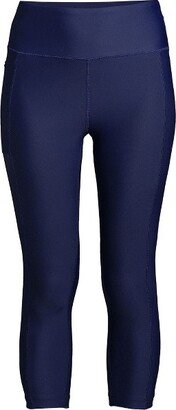 Women's Plus Size Chlorine Resistant High Waisted Modest Swim Leggings with UPF 50 Sun Protection - 3X - Deep Sea Navy