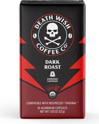 Death Wish Coffee Co Death Wish Coffee Dark Roast Single-Serve Espresso Coffee Capsules Fair Trade & Organic - 10ct