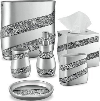 Silver Mosaic 6 Piece Bathroom Accessories Set