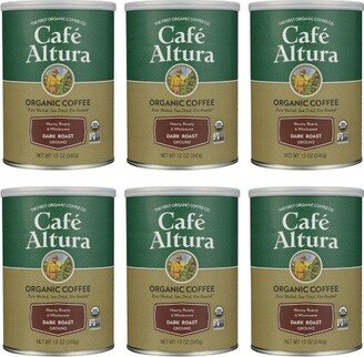 Cafe Altura Organic Ground Coffee Dark Roast - Case of 6/12 oz Canisters