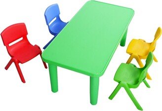 Kids Colorful Plastic Table and 4 Chairs Set - 48 x 24 x 20