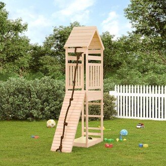 Playhouse with Climbing Wall Solid Wood Pine-AA