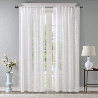 Gracie Mills Irina Diamond Sheer Window Curtain Panel, White - 50x95