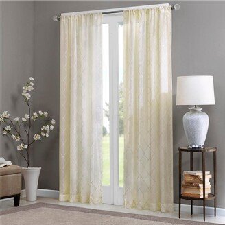 Gracie Mills 1-pc Irina Diamond Sheer Window Panel Curtain, Ivory - 50x95