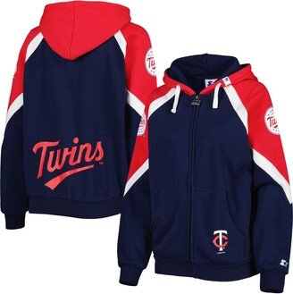 Women's Starter Navy, Red Minnesota Twins Hail Mary Full-Zip Hoodie - Navy, Red