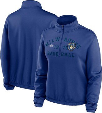 Women's Royal Milwaukee Brewers Rewind Splice 1/4-Zip Sweatshirt