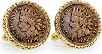 American Coin Treasures 1859 First-Year-Of-Issue Indian Head Penny Rope Bezel Coin Cuff Links