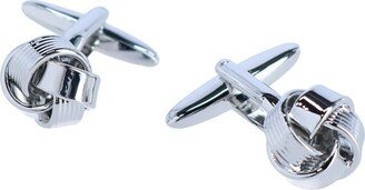 Detailed Knot Rhodium Cufflink Set