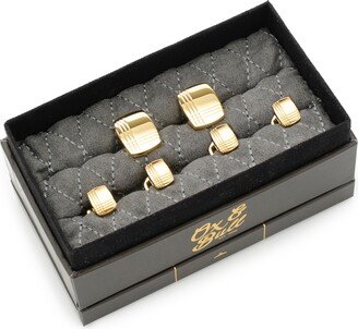 Men's Stainless Steel Tartan Cufflinks and Stud Set, 6 Piece Set