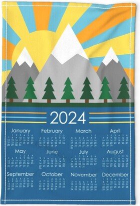 2024 Calendar Tea Towel - Adventure Awaits By Geoflowerdesigns Mountains Sunrise Outdoors Linen Cotton Canvas Spoonflower