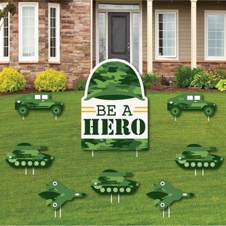 Big Dot Of Happiness Camo Hero - Outdoor Lawn Decor - Army Military Camouflage Yard Signs - Set of 8