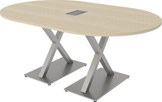 Skutchi Designs, Inc. 6X4 Racetrack Shaped Conference Room Table X Bases And Electric Unit