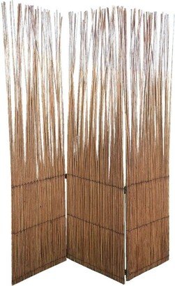Traditional Style 3 Panel Wooden Willow Branch Room Divider - 69 H x 2 W x 47 L Inches