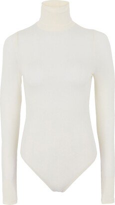 Jersey L/sleeve Roll-neck Thong Bodysuit T-shirt Ivory
