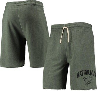 Men's Concepts Sport Heathered Green Washington Nationals Mainstream Logo Terry Tri-Blend Shorts