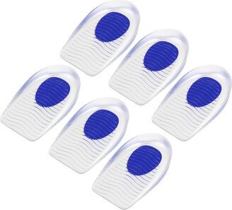 Unique Bargains Silicone Heel Support Cup Pads Orthotic Insole Plantar Care Heel Pads Ripple Pattern Blue 6 Pcs