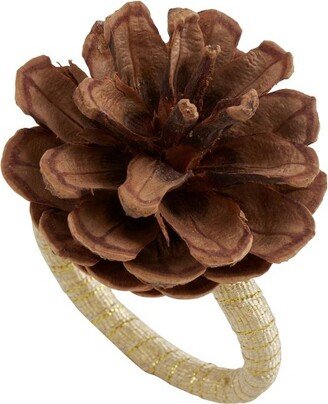 Saro Lifestyle Pinecone Napkin Ring, Brown (Set of 4)