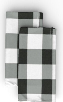 Cloth Napkins: Buffalo Check - Black & White Cloth Napkin, Longleaf Sateen Grand, Black