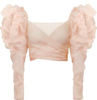 Lily Phellera Callista Organza Blouse In Seashell Blush