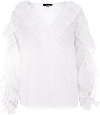 Framboise Rita White Linen Blouse