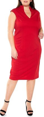 Plus V-Neck Midi Dress