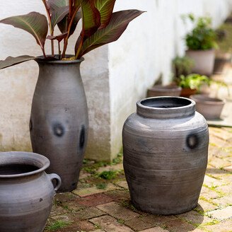 Fired Black Terracotta Planter, Canister