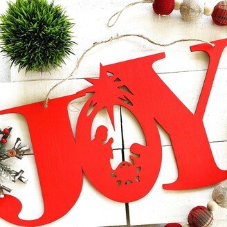Joy Nativity Sign, Door Hanger, Christmas Sign, Door Hanger, Nativity Laser Cutout Joy Word