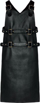 Eskandur Leather Designer Apron - Black/Black