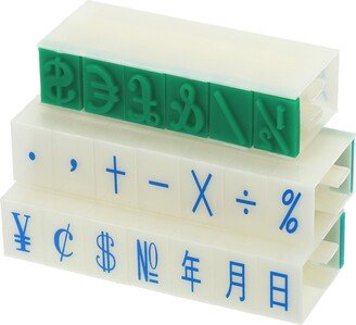 Unique Bargains Detachable Character Stamp Plastic 20 Digits Font Size 1 Date Currency Math Set - Blue, Green, White