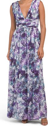 Jaclyn Sleeveless V-neck Floral Gown for Women