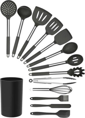 MegaChef 14 Piece Gray Silicone and Stainless Steel Cooking Utensils