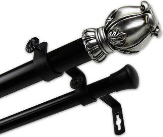 InStyleDesign 1-inch Two Tone Blossom Collection Double Curtain Rod