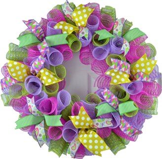 Door Wreaths For Spring Summer Purple, Year Round Wreath, Welcome Decorations, Pink Lavender Yellow Green | No Centerpiece