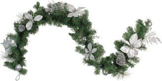 Northlight Poinsettia and Pine Cone Artificial Christmas Garland-Unlit