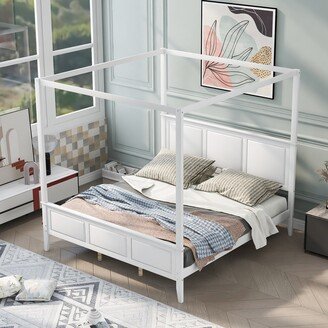 GEROJO Canopy Platform Bed with Headboard & Footboard