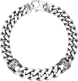 Italian Silver Miami Cuban Station Bracelet