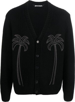 palm-studded V-neck cardigan