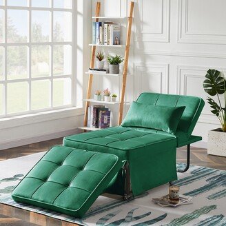 Calnod Velvet Sofa Bed, Convertible Chair 4 in 1 Multi-Function Folding Ottoman Sleeper with Adjustable Backrest for Small Spaces