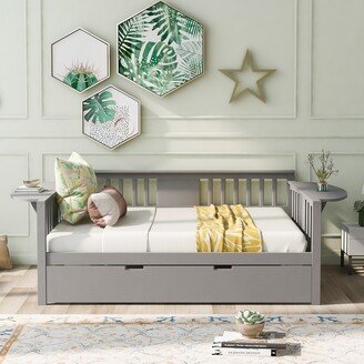 Full size Daybed with Twin size Trundle, Wood Slat Support-AA